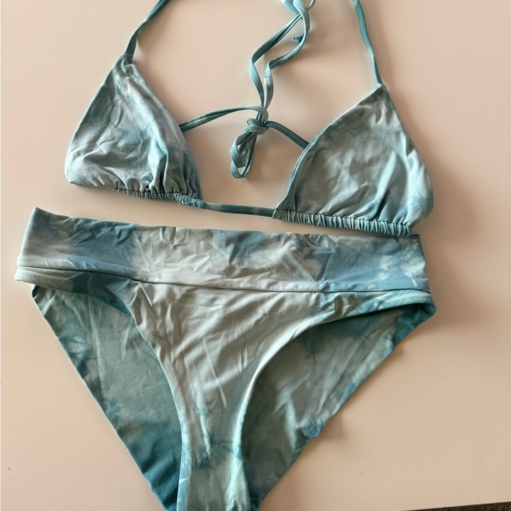 Frankie's Bikinis Blue Tie-Dye Bikini